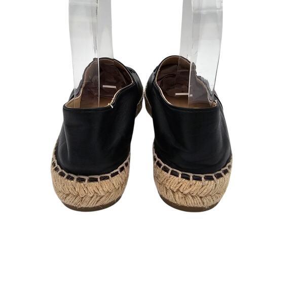 Chanel CC Logo Espadrille Slip On Flat Loafer Black Leather Size 37 US 6 6.5 - Picture 5 of 11